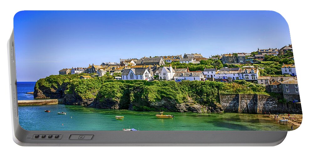 Port Portable Battery Charger featuring the photograph Port Isaac in Cornwall, UK #1 by Chris Smith