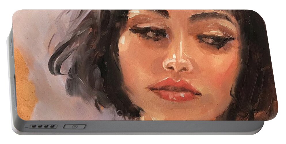 Portrait Portable Battery Charger featuring the painting Portrait Demo four #1 by Laura Lee Zanghetti