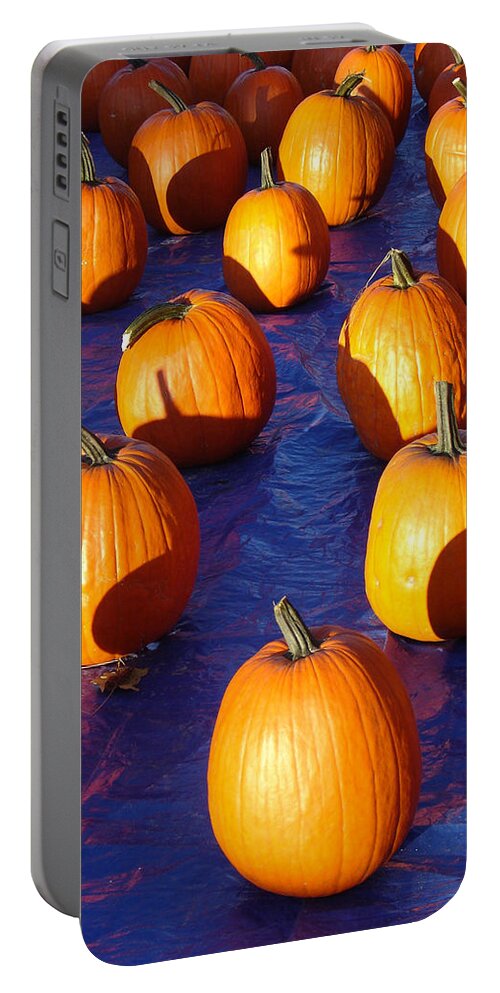 Still Life Portable Battery Charger featuring the photograph Pumpkins Blues Portrait by Steve Karol