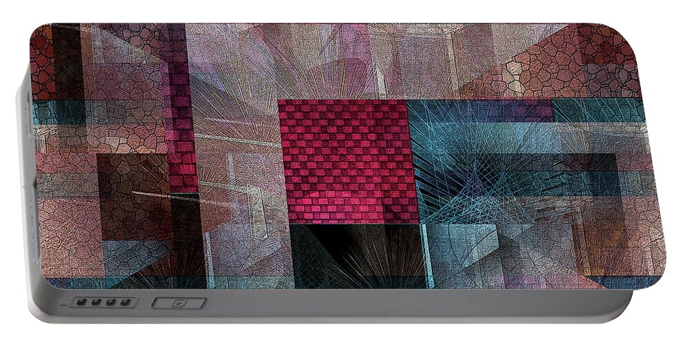 Abstract Art Portable Battery Charger featuring the digital art Quilt by Iris Gelbart