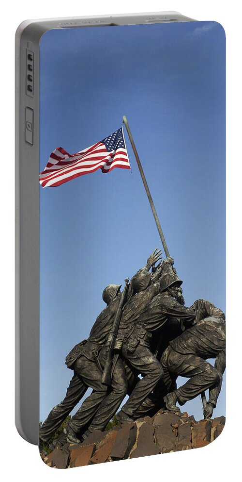 D3-ewdc-0799 Portable Battery Charger featuring the photograph Raising the flag on Iwo - 799 by Paul W Faust - Impressions of Light