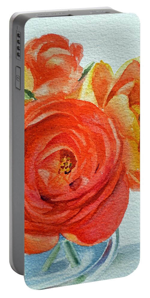 Ranunculus Portable Battery Charger featuring the painting Ranunculus #2 by Irina Sztukowski