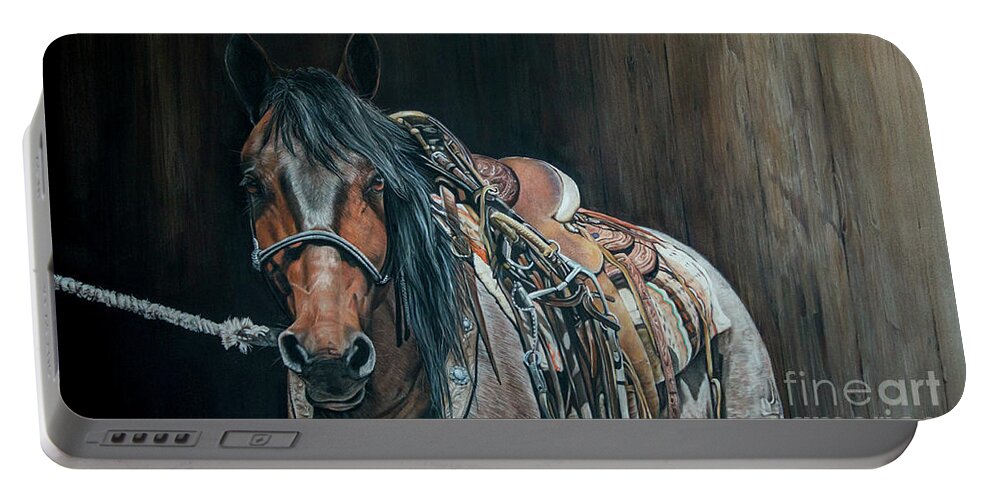 Horse Portable Battery Charger featuring the pastel Ready and Willing by Joni Beinborn