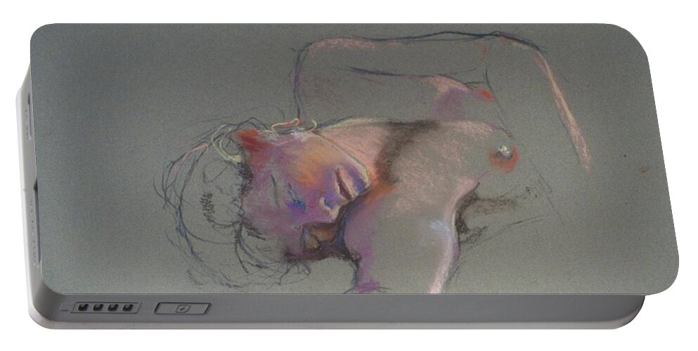 Close-up Portable Battery Charger featuring the painting Reclining Study #1 by Barbara Pease