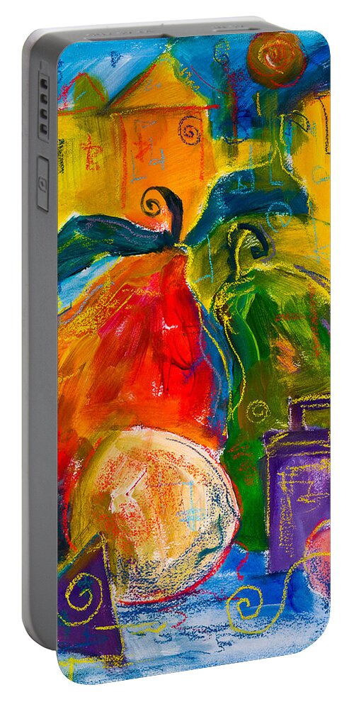 Pears Portable Battery Charger featuring the painting Red and Green Pears by Maxim Komissarchik