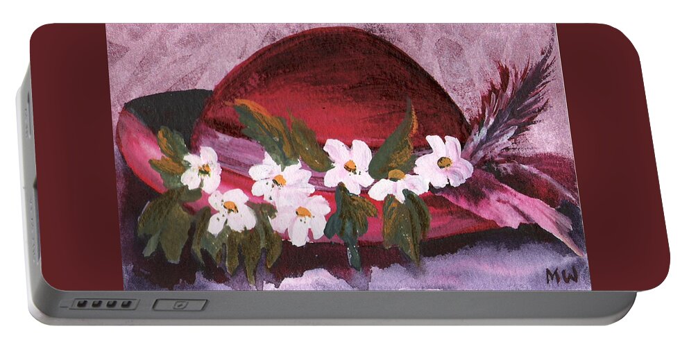 Hat Portable Battery Charger featuring the painting Red Velvet by Marsha Woods