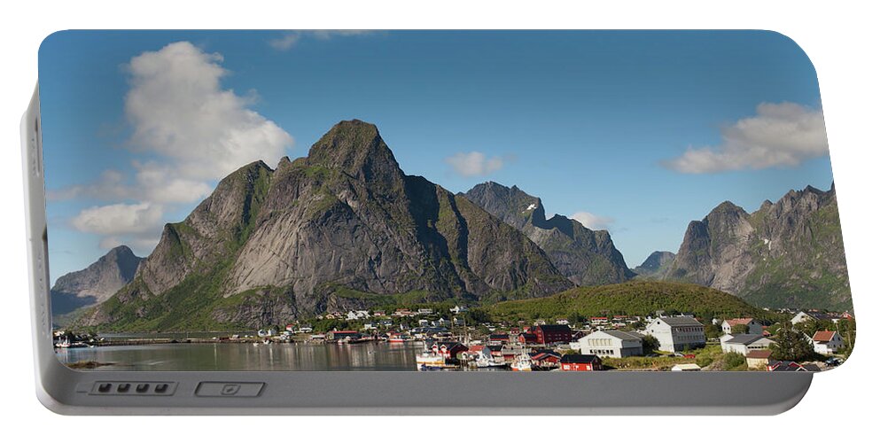 Reine Portable Battery Charger featuring the photograph Reine and Olstinden #2 by Aivar Mikko