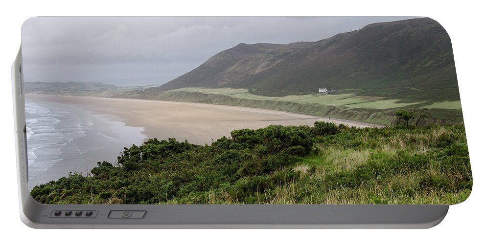 Sunset Portable Battery Charger featuring the photograph Rhossili Bay, South Wales by Perry Rodriguez