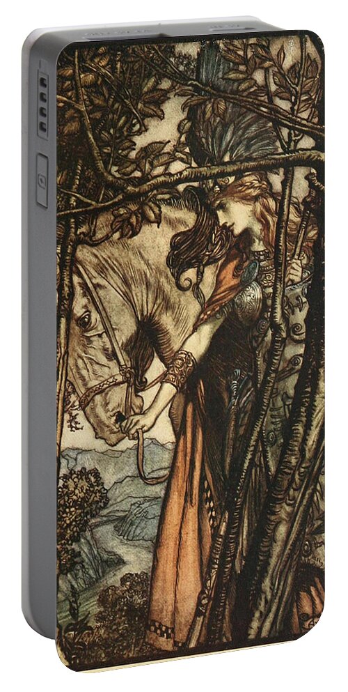 Arthur Rackham - Wagner's Ring Cycle The Valkyrie (1910) 5 Portable Battery Charger featuring the painting RING CYCLE The Valkyrie by Arthur Rackham