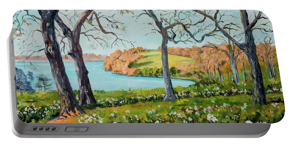Landscape Portable Battery Charger featuring the painting Rock Cut State Park #1 by Ingrid Dohm