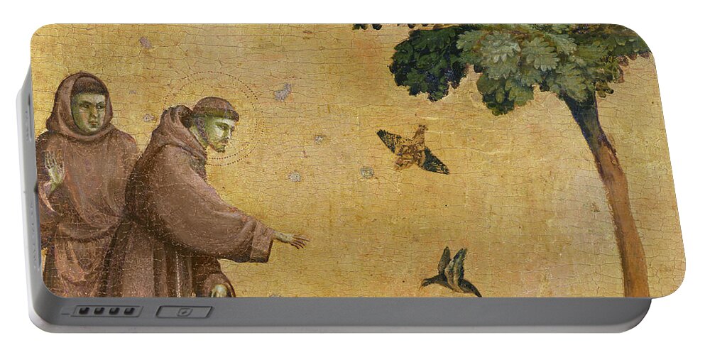Francis Portable Battery Charger featuring the painting Saint Francis of Assisi preaching to the birds by Giotto di Bondone