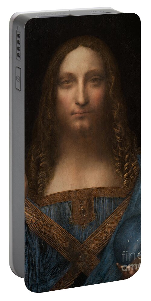 Salvator Mundi Portable Battery Charger featuring the painting Salvator Mundi by Leonardo da Vinci
