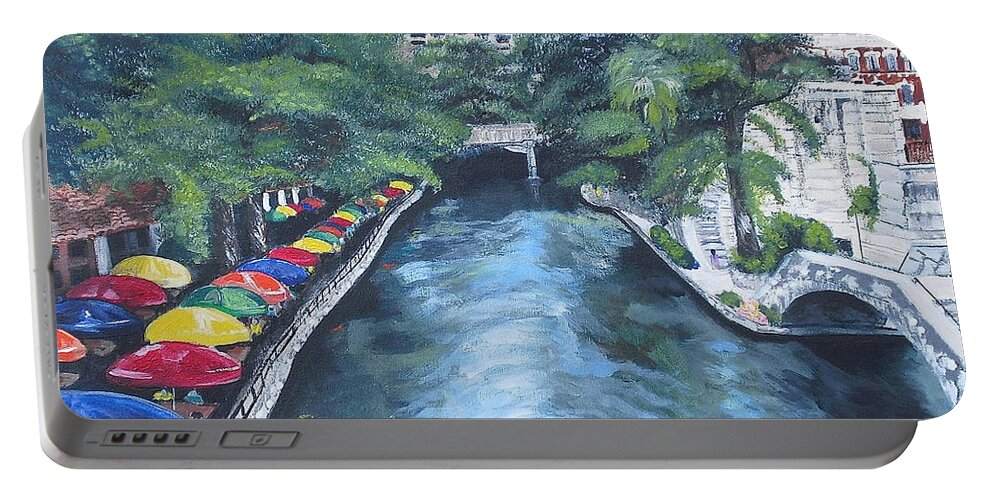 San Antonio Portable Battery Charger featuring the painting San Antonio River Walk #2 by Melissa Torres