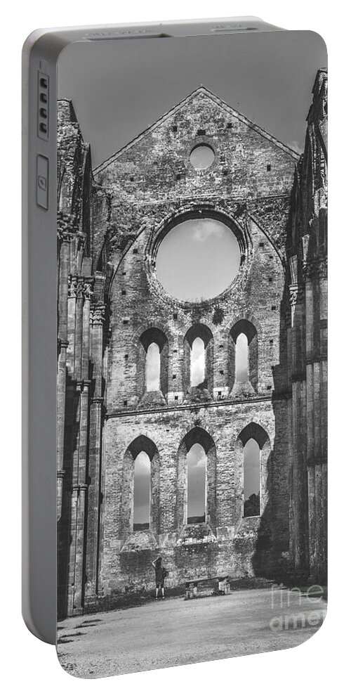 Abbey Portable Battery Charger featuring the photograph San Galgano Church ruins in Siena - Tuscany - Italy #1 by Luca Lorenzelli