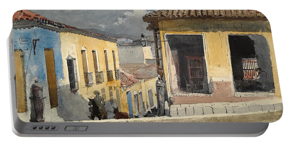 Winslow Homer Portable Battery Charger featuring the drawing Santiago de Cuba. Street Scene by Winslow Homer