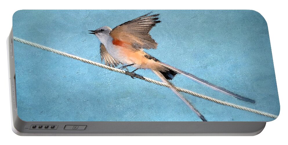 Scissor-tailed Flycatcher Portable Battery Charger featuring the photograph Scissor-tailed Flycatcher #1 by Betty LaRue