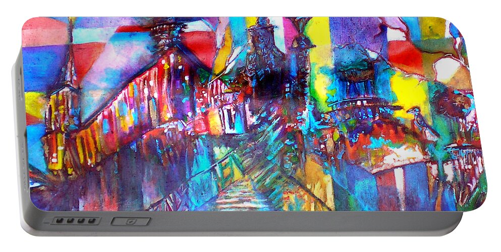 Edward Scissorhand Film Portable Battery Charger featuring the painting Scissorhand's Castle by Seth Weaver