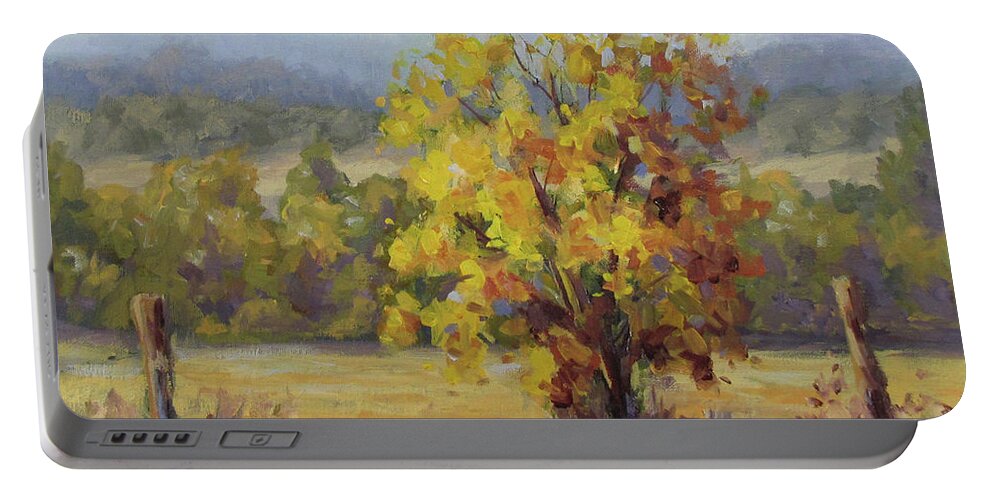 Fall Portable Battery Charger featuring the painting Shades of Autumn by Karen Ilari