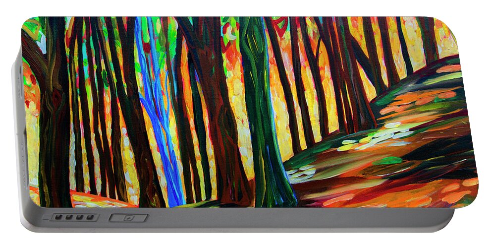 Abstract Portable Battery Charger featuring the painting Sherman Falls Forest #1 by Anita Thomas