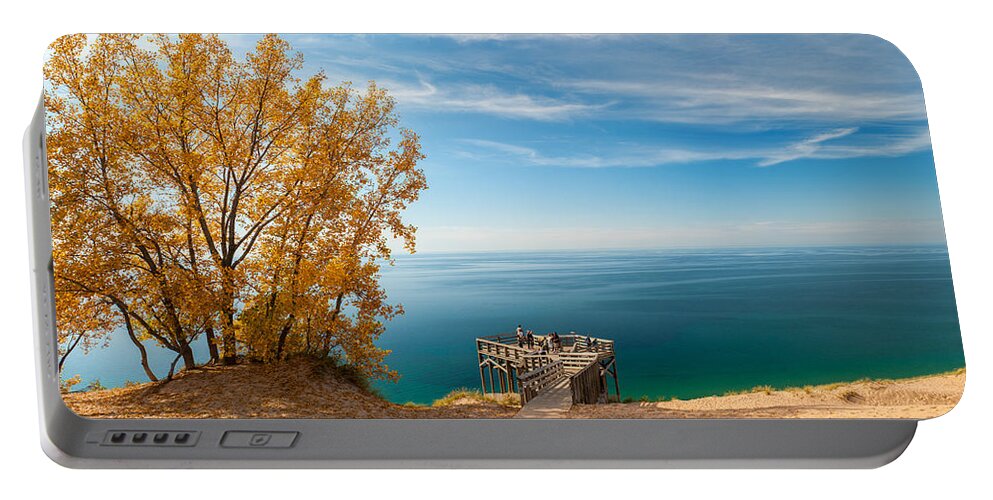 Panaramic Portable Battery Charger featuring the photograph Sleeping Bear Overlook #1 by Larry Carr