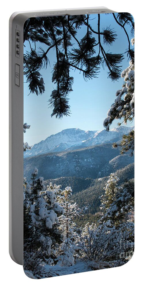 Pikes Peak Portable Battery Charger featuring the photograph Snow in the Pike National Forest #1 by Steven Krull