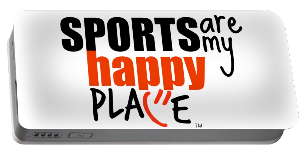My Happy Place Portable Battery Charger featuring the digital art Sports are My Happy Place #1 by Shelley Overton