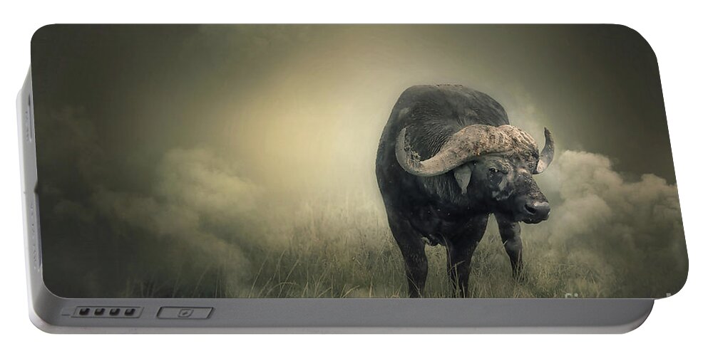 Buffalo Portable Battery Charger featuring the photograph Stare #1 by Charuhas Images