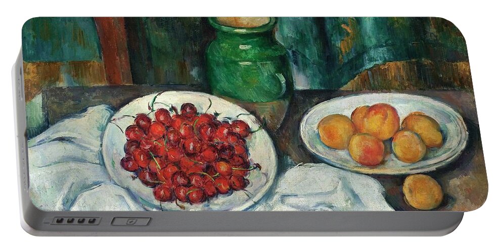 Cezanne Portable Battery Charger featuring the painting Still Life with Cherries and Peaches #1 by Paul Cezanne