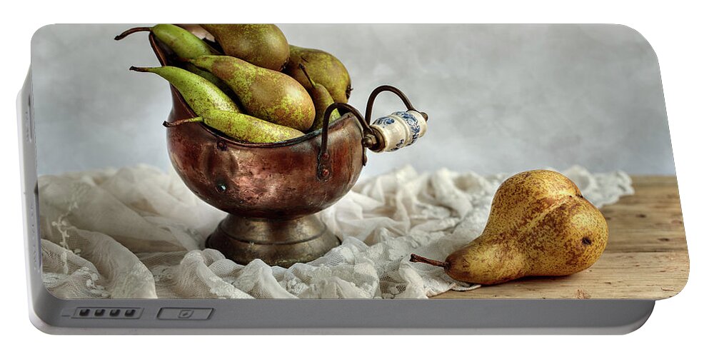 Still Life Portable Battery Charger featuring the photograph Still-Life with Pears by Nailia Schwarz