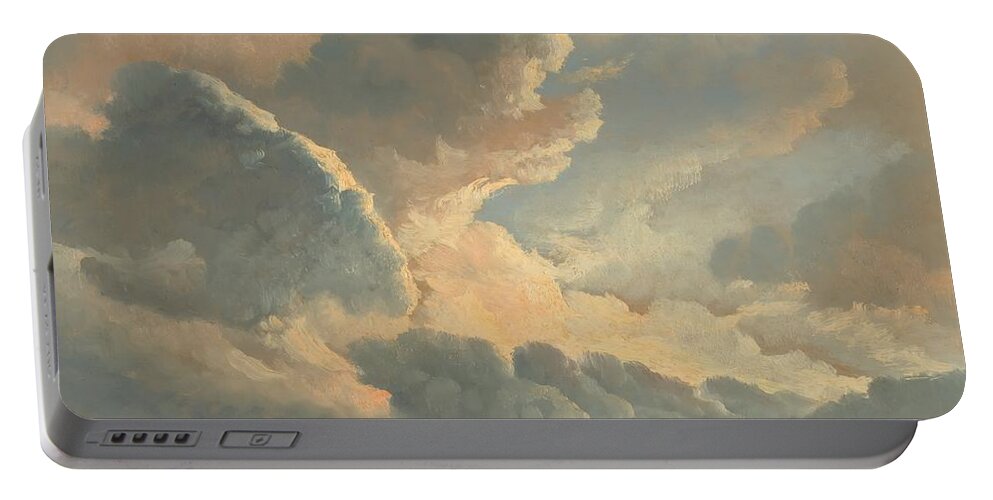 Painting Portable Battery Charger featuring the painting Study of Clouds with a Sunset near Rome #1 by Mountain Dreams