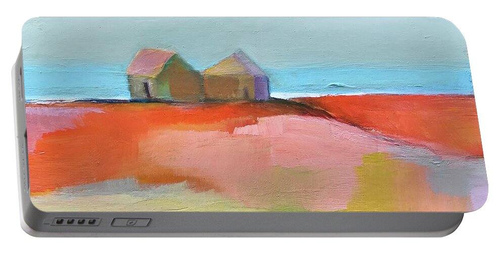Landscape Portable Battery Charger featuring the painting Summer Heat by Michelle Abrams