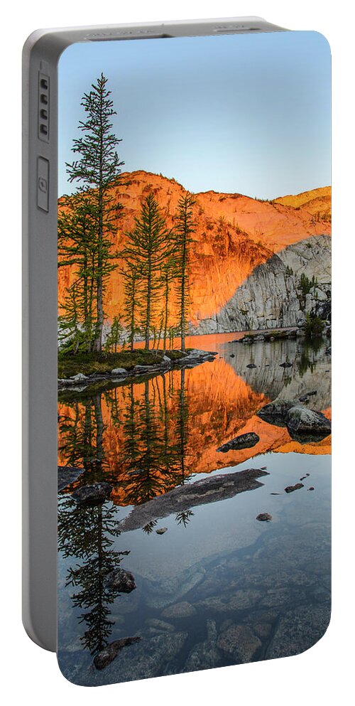 Sunset Portable Battery Charger featuring the digital art Sunrise in the Enchantments #1 by Michael Lee