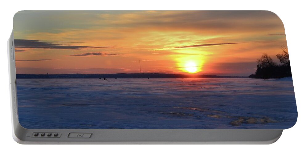 Abstract Portable Battery Charger featuring the photograph Sunset And Snow #1 by Lyle Crump