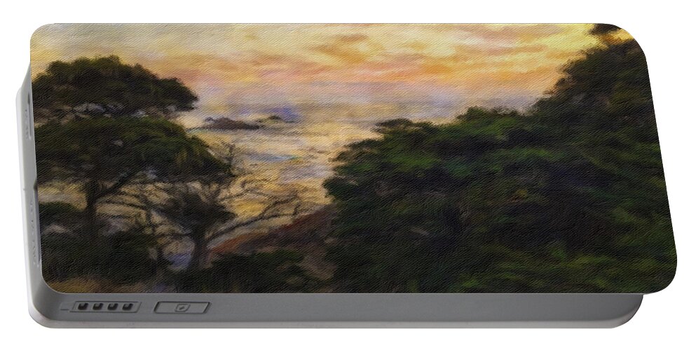 Landscape Portable Battery Charger featuring the mixed media Sunset by Jonathan Nguyen