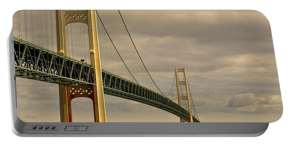 The Mackinac Bridge Portable Battery Charger featuring the photograph The Mackinac Bridge Michigan by Marysue Ryan