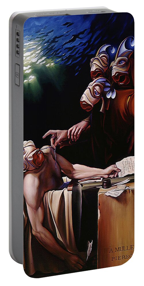 Mermais Portable Battery Charger featuring the painting The Death of Mullet #1 by Patrick Anthony Pierson