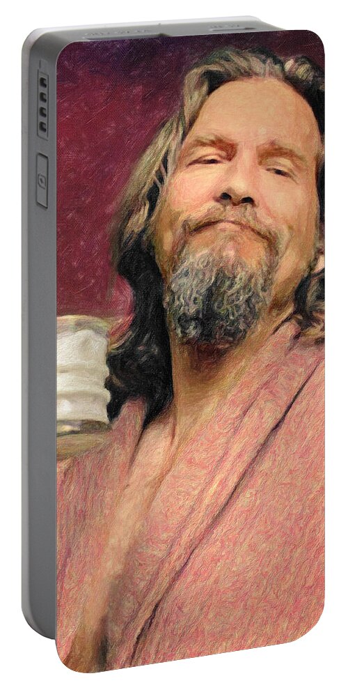 The Dude Portable Battery Charger featuring the painting The Dude by Zapista OU