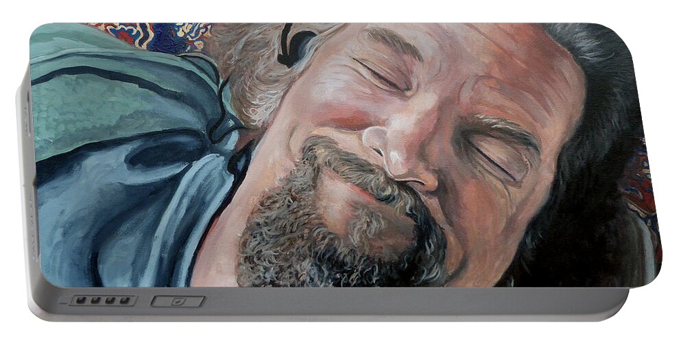 Dude Portable Battery Charger featuring the painting The Dude #1 by Tom Roderick