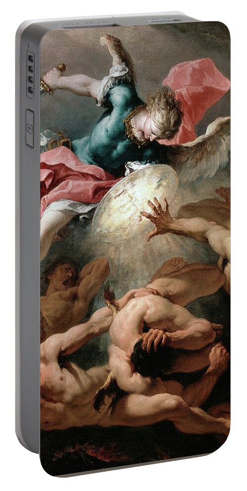 Sebastiano Ricci Portable Battery Charger featuring the painting The Fall Of The Rebel Angels by Troy Caperton