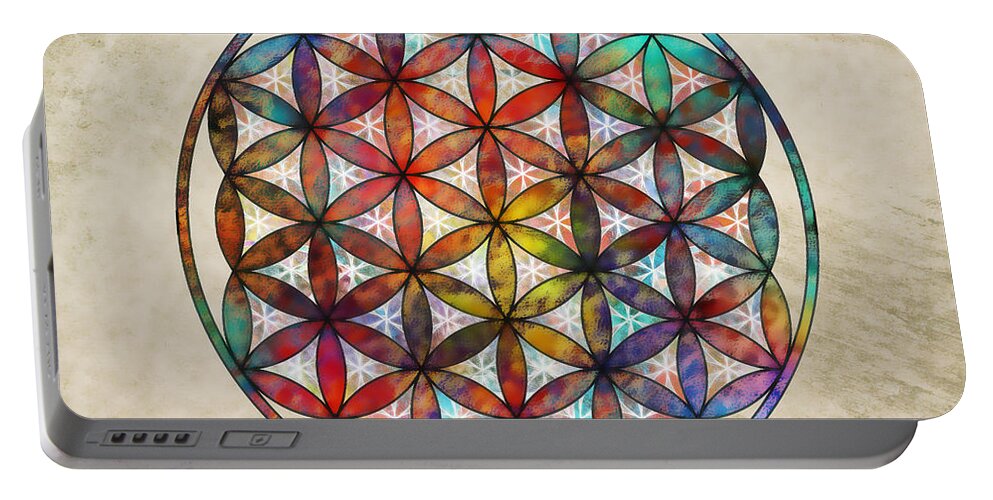 Flower Of Life Portable Battery Charger featuring the digital art The Flower of Life #1 by Klara Acel