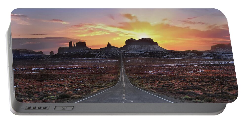 Utah Portable Battery Charger featuring the photograph The Long Road to Monument Valley by Larry Marshall