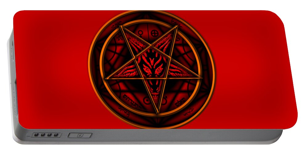 Pentagram Portable Battery Charger featuring the digital art The Magick Circle #1 by Esoterica Art Agency