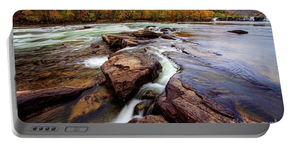 West Virginia Portable Battery Charger featuring the photograph The New River at Sandstone Falls #1 by Laurinda Bowling