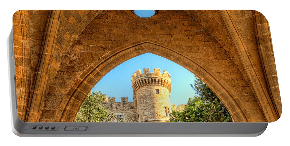 Aegean Portable Battery Charger featuring the photograph The Palace of the Grand Master in Rhodes - Greece #1 by Constantinos Iliopoulos