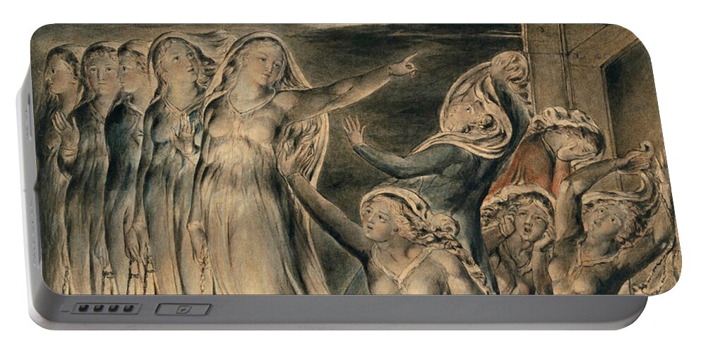William Blake Portable Battery Charger featuring the drawing The Parable of the Wise and Foolish Virgins by William Blake