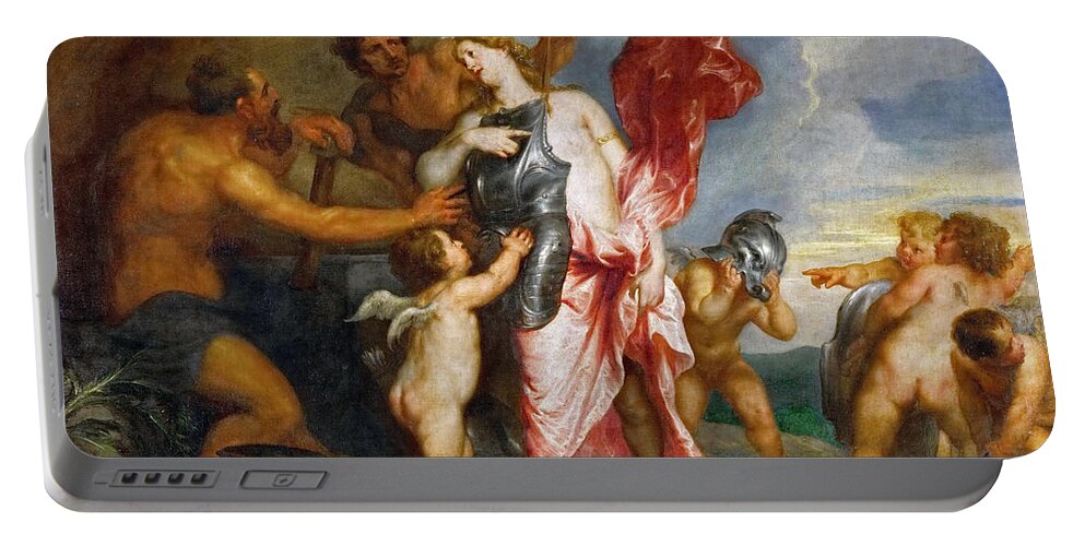 Anthony Van Dyck Portable Battery Charger featuring the painting Thetis Receiving the Weapons of Achilles from Hephaestus #1 by Anthony van Dyck