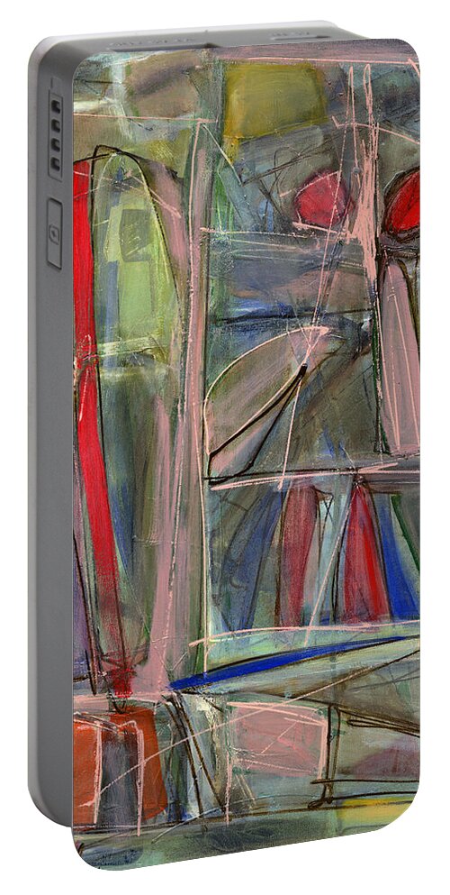 Abstract Portable Battery Charger featuring the painting Things We Don't See #1 by Lynne Taetzsch