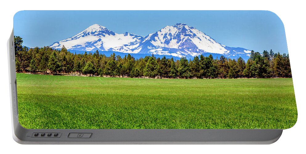 Three Sisters Artwork Portable Battery Charger featuring the photograph Three Sisters Mountains #1 by David Millenheft