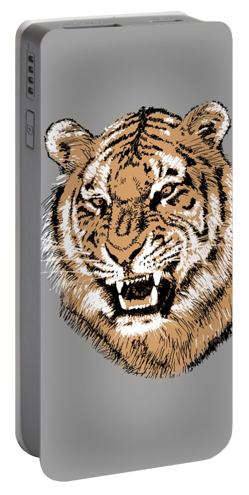 Mammal Portable Battery Charger featuring the painting Tiger #2 by Masha Batkova