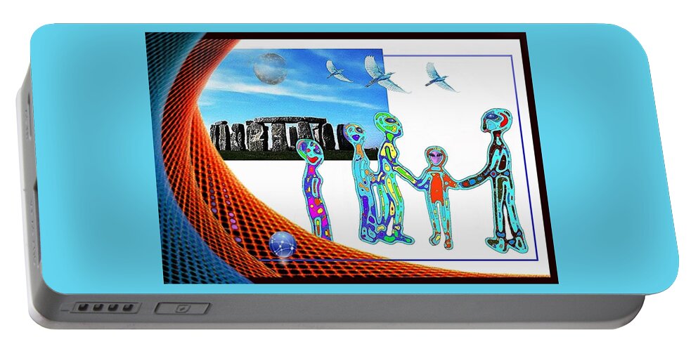 Aliens Portable Battery Charger featuring the digital art Tourists #2 by Hartmut Jager
